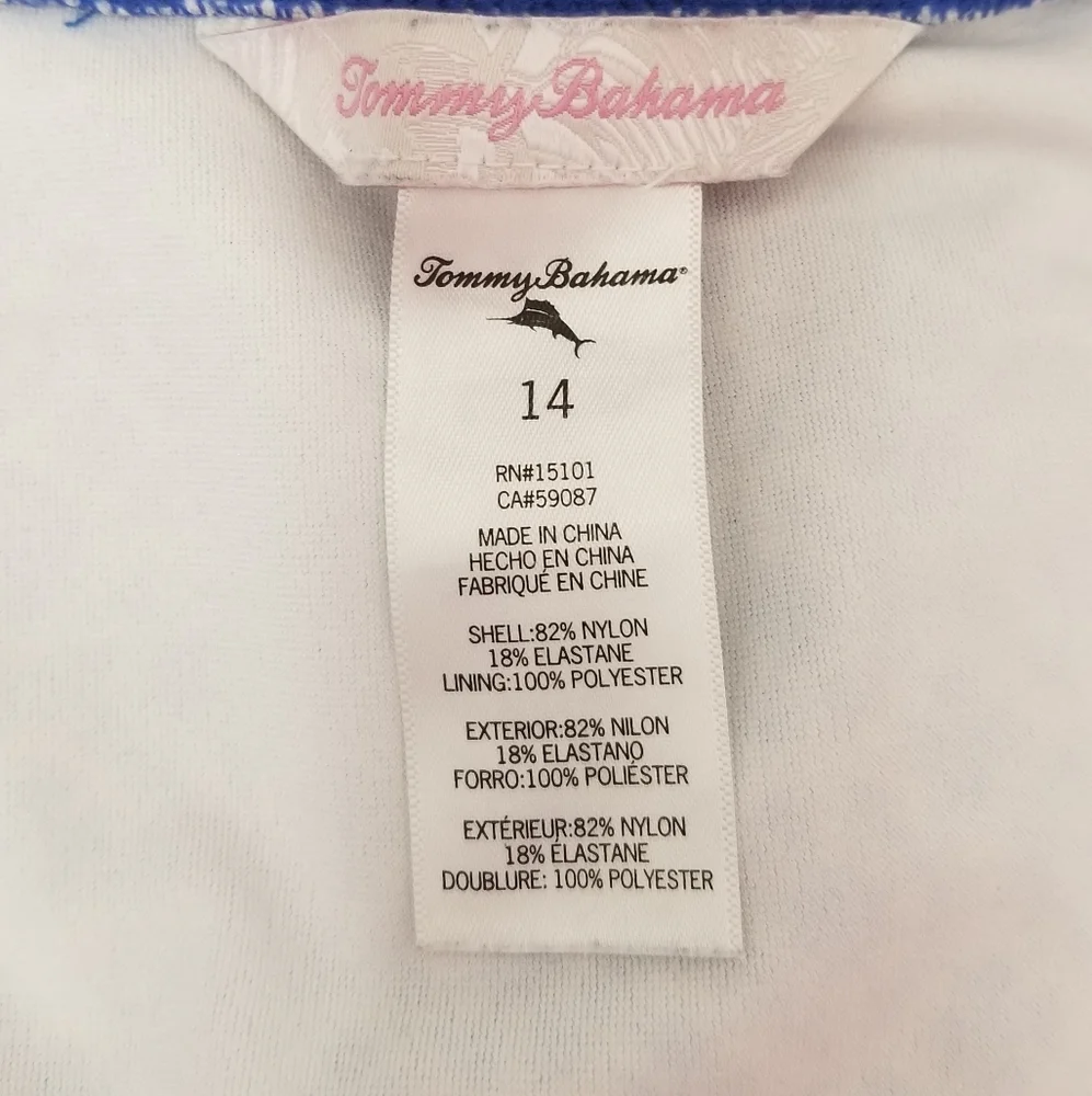 Tommy Bahama Big Girl's Tassel Trim Tankini Top Blue Stripe Sz 14